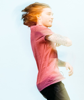 A man swirling